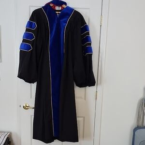 Women's Black and Blue Academic Gown